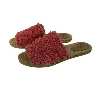 UGG Womens Edith Yarn Fringe Slide Sandals Pink Espadrille Slip On Size 10